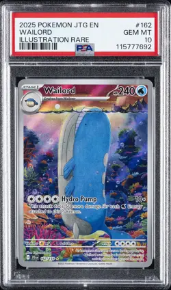 2025 POKEMON JTG EN-JOURNEY TOGETHER ILLUSTRATION RARE #162 WAILORD PSA 10 - Image 1