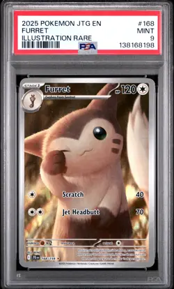 2025 POKEMON JTG EN-JOURNEY TOGETHER ILLUSTRATION RARE #168 FURRET PSA 9 - Image 1