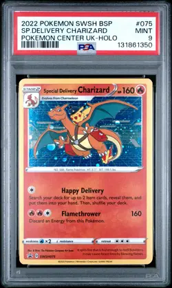 2022 POKEMON SWSH BLACK STAR PROMO #075 SPECIAL DELIVERY CHARIZARD-HOLO PSA 9 - Image 1