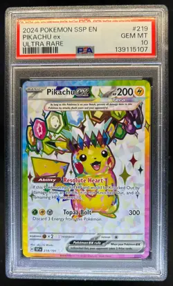 2024 Pokemon SV Surging Sparks SSP EN Pikachu Ex #219/191 PSA 10 - Image 1