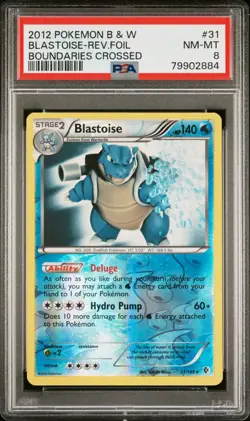 Pop 12! NM 2012 Pokemon Boundaries Crossed Blastoise #31 Reverse Foil Rare PSA 8 - Image 1
