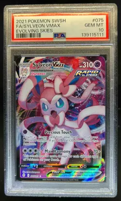 2021 Pokemon SWSH Evolving Skies Sylveon VMAX #075/203 PSA 10 - Image 1