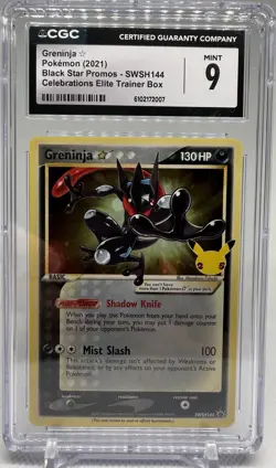 Pokemon TCG Greninja Gold Star SWSH144 Celebrations Black Star Promo CGC 9 - Image 1
