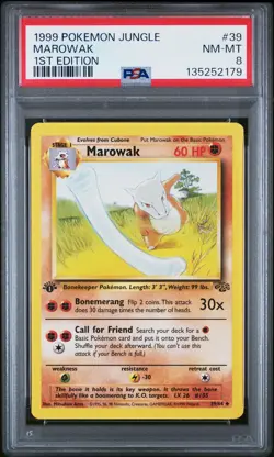 1999 POKEMON JUNGLE 1ST EDITION #39 MAROWAK PSA 8 - Image 1