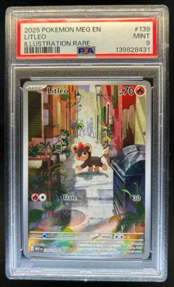2025 Pokemon Mega Evolution MEG EN Litleo Illustration Rare #139/132 PSA 9 - Image 1
