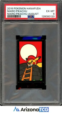 Pokemon 2016 Mario Pikachu August Pokemon Hanafuda PSA 6 - Image 1