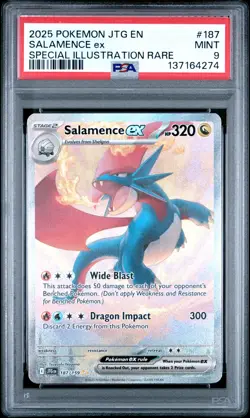 2025 POKEMON JTG SPECIAL ILLUSTRATION RARE #187 SALAMENCE EX PSA 9 - Image 1