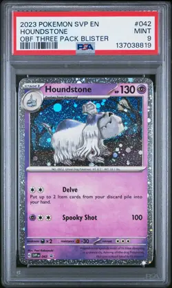 2023 POKEMON OBSIDIAN FLAMES THREE PACK BLISTER PROMO #042 HOUNDSTONE PSA 9 - Image 1