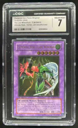 2005 Yu-Gi-Oh! 1st Edition Elemental HERO Flame Wingman #TLM-EN035 CGC 7 - Image 1