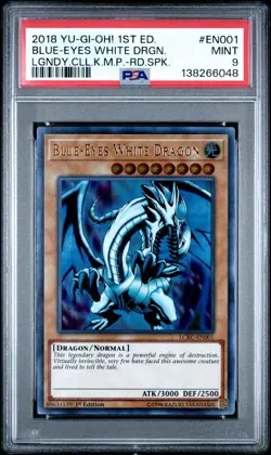 2018 PSA 9 YUGIOH LCKC 1ST ED ULTRA RARE BLUE EYES WHITE DRAGON 💫 - Image 1