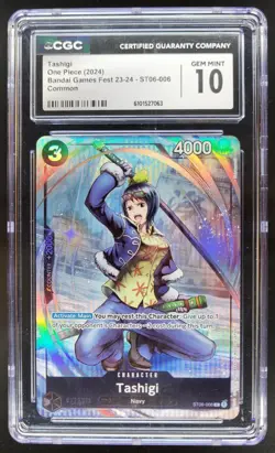 2024 ONE PIECE CCG TASHIGI BANDAI GAMES FEST ST06-006 CGC 10 B RC7 - Image 1