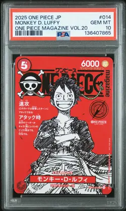 2025 ONE PIECE JAPANESE PROMOS MAGAZINE VOL.20 #014 MONKEY D. LUFFY PSA 10 - Image 1