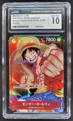 2024 ONE PIECE CCG JAPANESE MONKEY D. LUFFY P-001 PROMO CGC 10 B RC7 - Image 1
