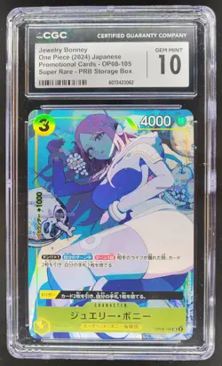 2024 ONE PIECE CCG JAPANESE JEWERLY BONNEY SUPER RARE OP08-105 CGC 10 B RC7 - Image 1