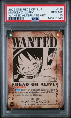 2025 ONE PIECE JPN CARRYING ON HIS WILL WANTED ALT ART MONKEY D. LUFFY PSA 10 - Image 1