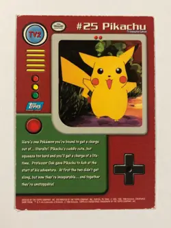 Pokemon Card Topps Tv Animation TV2 Holographic #25 Pikachu Light Play C. - Image 2