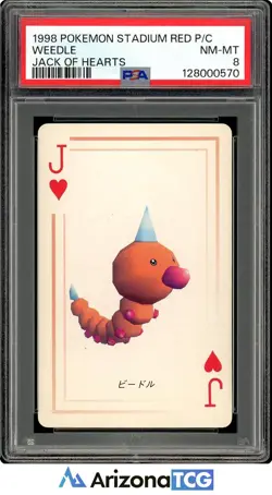 Pokemon 1998 Weedle Jack Of Hearts Pokemon Stadium Red Playing Card PSA 8 - Image 1