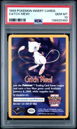 1999 POKEMON INSERT CARDS CATCH MEW! PSA 10 - Image 1