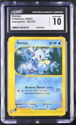 ✨✨ CGC 10 Horsea Pokemon 2003 Aquapolis 85/147 Non Holo Pokemon Card - Image 1