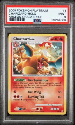 Pokemon Card Charizard 1/99 Holo Cracked Ice Platinum Arceus PSA 9 - Image 1