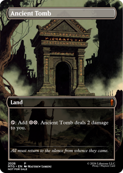 Ancient Tomb - Borderless Foil - Playtest Card with Custom Design - Image 1