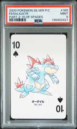 2000 POKEMON SILVER VERSION PART 2 PLAYING CARDS 10 OF SPADES FERALIGATR PSA 9 - Image 1