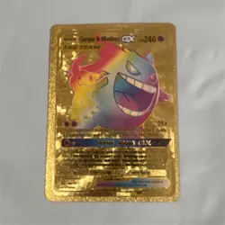 Pokemon Gengar & Mimikyu GX TAG TEAM Gold Metal Full Art Foil Collectible Card - Image 1