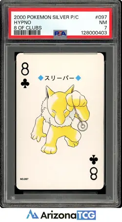 Pokemon 2000 Hypno #097 8 Of Clubs Silver Pokemon Playing Card PSA 7 - Image 1