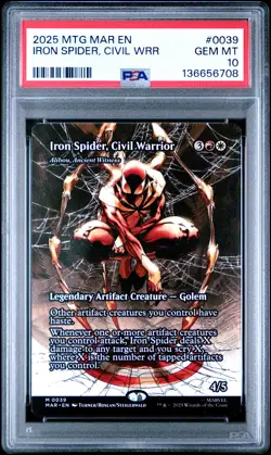 2025 MTG MARVEL'S SPIDER-MAN: SOURCE MATERIAL IRON SPIDER CIVIL WARRIOR PSA 10 - Image 1