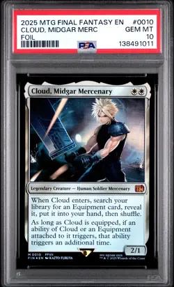 2025 MTG FINAL FANTASY FOIL #0010 CLOUD, MIDGAR MERCENARY PSA 10 - Image 1