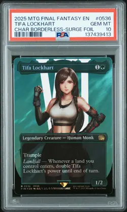 2025 MTG FINAL FANTASY CHARACTER BORDERLESS-SURGE FOIL TIFA LOCKHART PSA 10 - Image 1