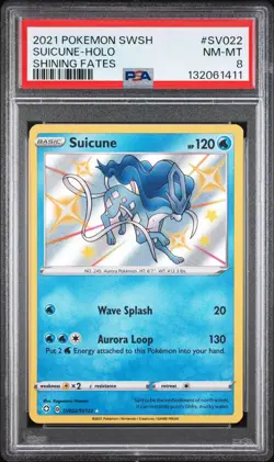 2021 Pokemon Sword & Shield SWSH Suicune Holo Shining Fates #SV022 PSA 8 NM-MT - Image 1