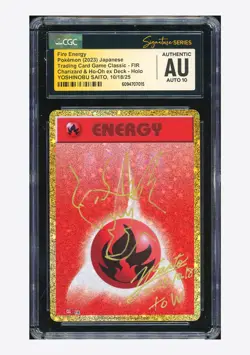 Pokemon CGC AUTH AUTO 10 Fire Energy Holo Yoshinobu Saito 2023 #FIR CLL JPN - Image 1