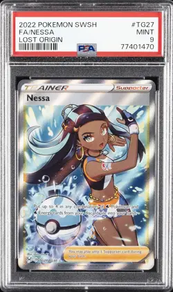 2022 POKEMON SWORD & SHIELD LOST ORIGIN #TG27 FULL ART/NESSA PSA 9 - Image 1