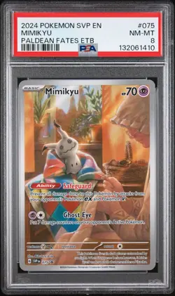 2024 Pokemon SVP En Mimikyu Paldean Fates ETB Black Star Promo #075 PSA 8 NM-MT - Image 1