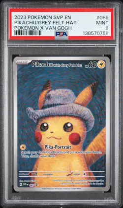 2023 POKEMON SVP EN-SV BLACK STAR PROMO #085 PIKACHU WITH GREY FELT HAT PSA 9 - Image 1
