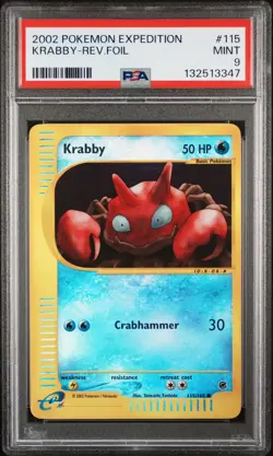 2002 POKEMON EXPEDITION #115 KRABBY-REVERSE FOIL PSA 9 - Image 1