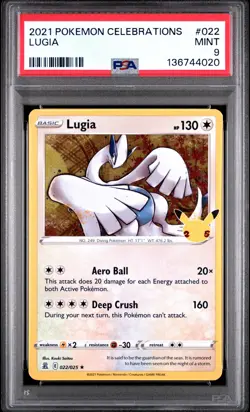 2021 POKEMON CELEBRATIONS #022 LUGIA PSA 9 - Image 1