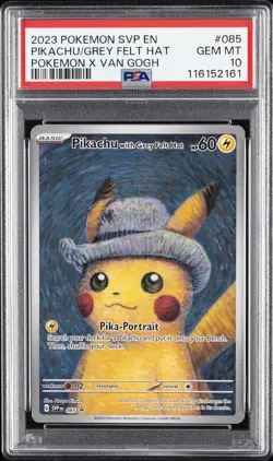2023 POKEMON SVP EN-SV BLACK STAR PROMO #085 PIKACHU WITH GREY FELT HAT PSA 10 - Image 1