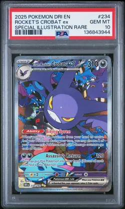 2025 POKEMON DRI SPECIAL ILLUSTRATION RARE #234 TEAM ROCKET'S CROBAT EX PSA 10 - Image 1