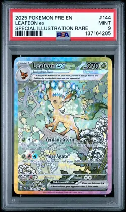 2025 POKEMON PRISMATIC EVOLUTIONS SPECIAL ILLUSTRATION RARE LEAFEON EX PSA 9 - Image 1