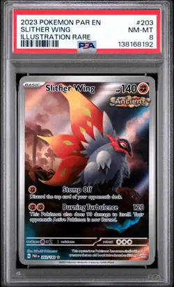 2023 POKEMON PAR EN-PARADOX RIFT ILLUSTRATION RARE #203 SLITHER WING PSA 8 - Image 1
