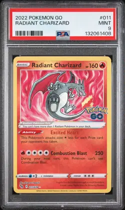 2022 Pokemon Go Radiant Charizard #011 PSA 9 Mint - Image 1