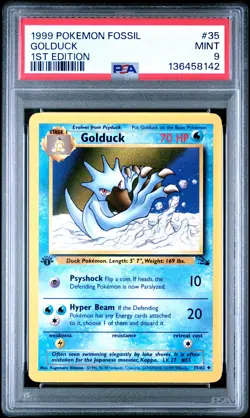 1999 POKEMON FOSSIL 1ST EDITION #35 GOLDUCK PSA 9 - Image 1