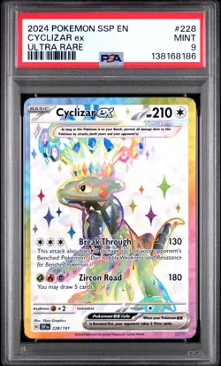 2024 POKEMON SSP EN-SURGING SPARKS ULTRA RARE #228 CYCLIZAR EX PSA 9 - Image 1