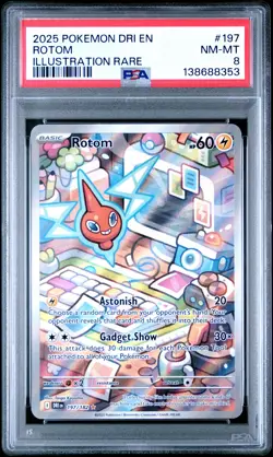 2025 POKEMON DRI EN-DESTINED RIVALS ILLUSTRATION RARE #197 ROTOM PSA 8 - Image 1