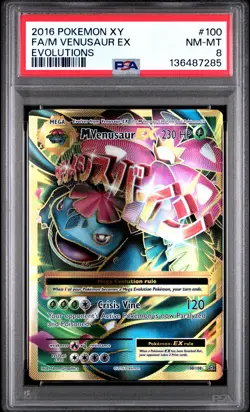 2016 POKEMON XY EVOLUTIONS #100 FULL ART/M VENUSAUR EX PSA 8 - Image 1