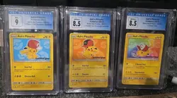 Pokemon Ash's Pikachu Promo Card Lot SM113 SM108 SM110 (3 Cards) Cgc 8.5 And 9 - Image 1