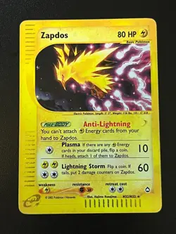 Pokemon - Zapdos H32/H32 Holo Rare VINTAGE Card - (2003 E-Series Aquapolis) - Image 1