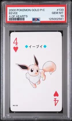 2000 POKEMON GOLD VERSION PLAYING CARDS 4 OF HEARTS #133 EEVEE PSA 10 - Image 1